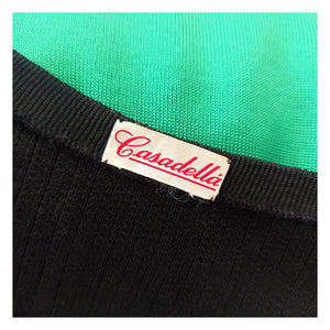 1950s - Deadstock - CASADELLA, Spain - Black Knit Top - Size S/M