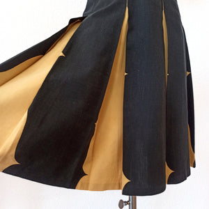 1940s - Amazing Black & Mustard Yellow Cotton Dress - W25 (64cm)