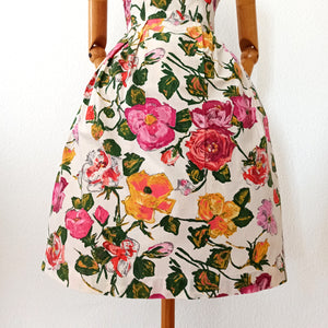 1950s - Gorgeous German Floral Print Cotton Dress - W31 (78cm)