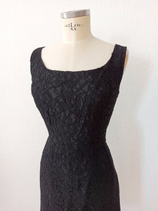 1950s 1960s - Elegant Black Cotton Lace Dress - W28.5 (72cm)