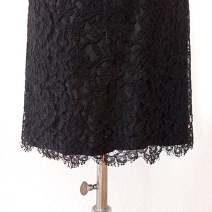 1950s 1960s - Elegant Black Cotton Lace Dress - W28.5 (72cm)