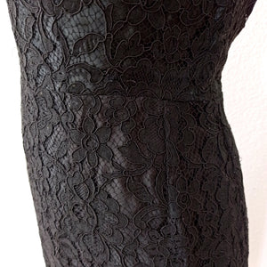 1950s 1960s - Elegant Black Cotton Lace Dress - W28.5 (72cm)