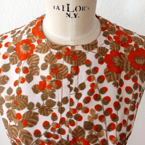1960s - MARY BEYREIS, Paris - Floral Cotton Dress - W32 (82cm)