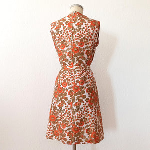 1960s - MARY BEYREIS, Paris - Floral Cotton Dress - W32 (82cm)