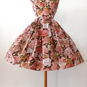 1950s - Stunning French Roseprint Dress - W26 (66cm)