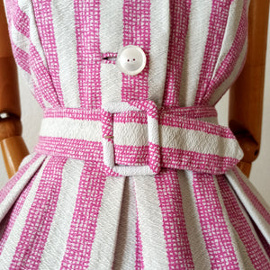 1950s - JEAN-JACQUES BIDEL, Paris - Exquisite Pink & White Dress - W29 (74cm)