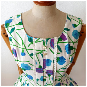 1950s - Deadstock NWT - Stunning French Clovers Cotton Dress - W28 (72cm)