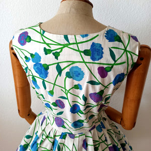 1950s - Deadstock NWT - Stunning French Clovers Cotton Dress - W28 (72cm)