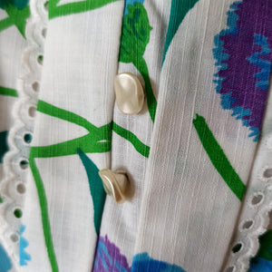 1950s - Deadstock NWT - Stunning French Clovers Cotton Dress - W28 (72cm)