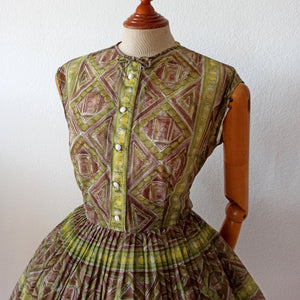 1950s 1960s - Gorgeous Abstract Dress - W30 (76cm)