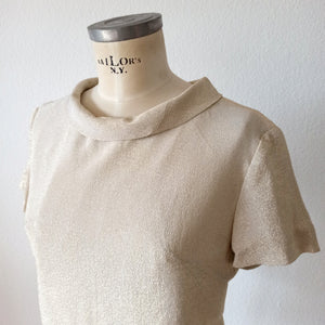 1960s - Gorgeous Ivory Gold Lurex Top - Size S/M