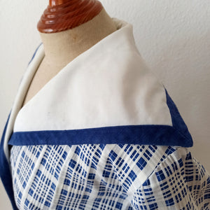 1950s - Gorgeous Sailor Collar Textured Cotton Dress - W26 (66cm)
