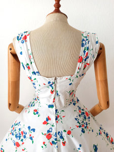 VTG Does 1950s - ETAM, Germany - Stunning Cotton Dress - W28 (72cm)