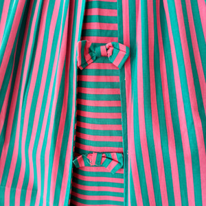 1950s 1960s - WENJA, Germany - Pink Green Stripes Dress - W25 (64cm)