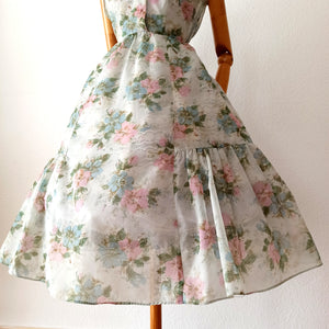 1950s - Incredibly Adorable Peter Pan Collar Floral Dress - W28 (72cm)