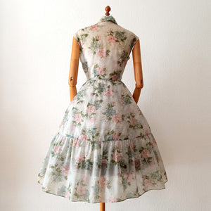 1950s - Incredibly Adorable Peter Pan Collar Floral Dress - W28 (72cm)