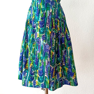 1940s 1950s - GOLTNATEL, Germany - Abstract Rayon Dress - W28 (72cm)