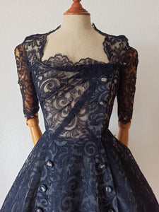 1940s 1950s - Outstanding Beauty Lace Dress  - W25/26 (64/66cm)