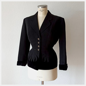 1940s - DOUMARC, Paris - New Look Velvet Flames Jacket - W28.5 (72cm)