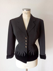 1940s - DOUMARC, Paris - New Look Velvet Flames Jacket - W28.5 (72cm)