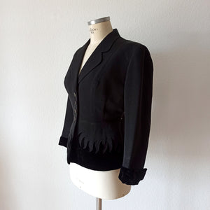 1940s - DOUMARC, Paris - New Look Velvet Flames Jacket - W28.5 (72cm)