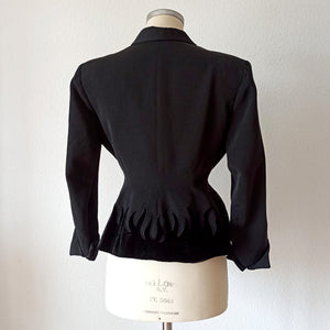 1940s - DOUMARC, Paris - New Look Velvet Flames Jacket - W28.5 (72cm)