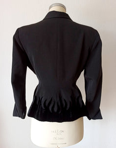 1940s - DOUMARC, Paris - New Look Velvet Flames Jacket - W28.5 (72cm)