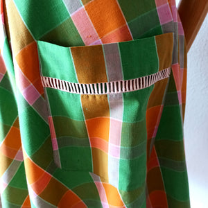 1970s - Adorable Plaid Cotton Pockets Dress  - W26 (66cm)