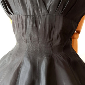 1950s - Stunning Black Satin Night Dress  - W27 (68cm)