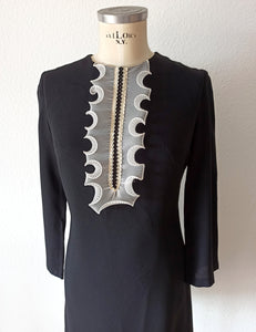 1960s - Stunning Black Crepe Mod Dress  - W33 (84cm)