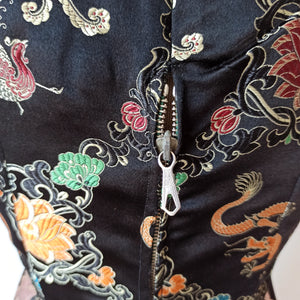 1950s 1960s - Stunning Black Dragons & Peacocks Embroidery Dress  - W28 (70cm)