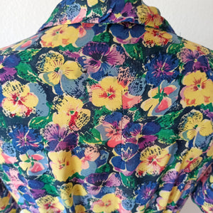 1940s - Germany - Colorful Floral Cold Rayon Dress  - W30 (76cm)