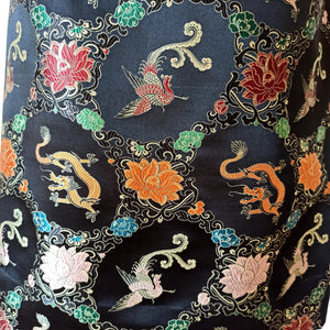 1950s 1960s - Stunning Black Dragons & Peacocks Embroidery Dress  - W28 (70cm)