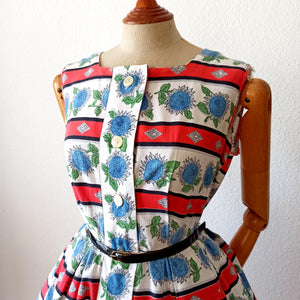 1950s - GOLDSIEGEL, Germany - Adorable Sun Flowers Dress - W29 (74cm)