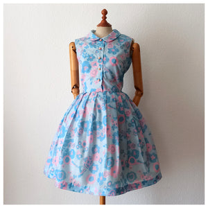 1950s 1960s - TREVIRA, Germany - Adorable Peter Pan Collar Dress - W30 (76cm)