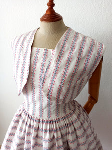 1950s - Adorable Cotton Bolero Dress - W29 (74cm)