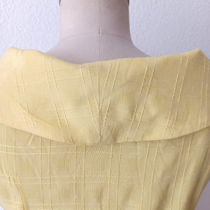 1950s 1960s - Gorgeous Yellow Textured Rayon Dress - W27.5 (70cm)