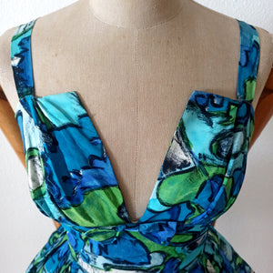 1950s - Stunning Novelty Abstract Cold Rayon Dress  - W25 (64cm)