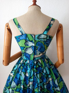 1950s - Stunning Novelty Abstract Cold Rayon Dress  - W25 (64cm)