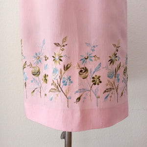 1950s 1960s - Lovely Pink Floral Embroidery Dress - W27 (68cm)