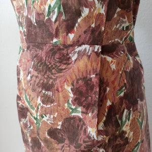 1950s - Gorgeous French Abstract Floral Cotton Dress - W34 (86cm)