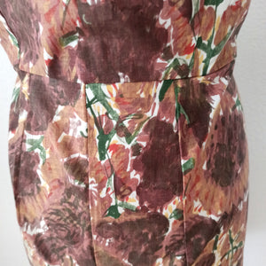 1950s - Gorgeous French Abstract Floral Cotton Dress - W34 (86cm)