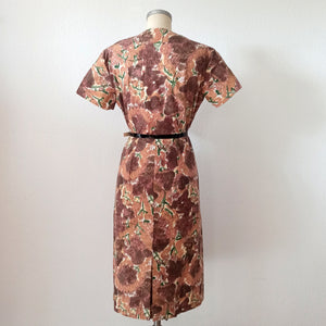 1950s - Gorgeous French Abstract Floral Cotton Dress - W34 (86cm)