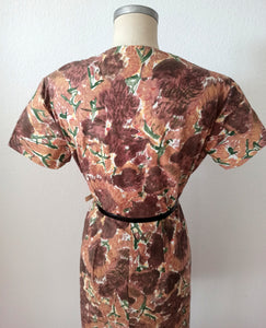 1950s - Gorgeous French Abstract Floral Cotton Dress - W34 (86cm)