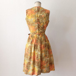 1960s - LENBARRY, USA - Gorgeous Smoked Cotton Dress  - W28.5 (72cm)