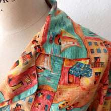 Charger l&#39;image dans la galerie, 1950s 1960s - Lovely Mediterranean Novelty Top - Sz. M/L
