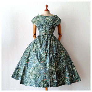 1940s 1950s - RENÉE FLEURENCE, France - Zipper Front Couture Dress  - W25 (64cm)