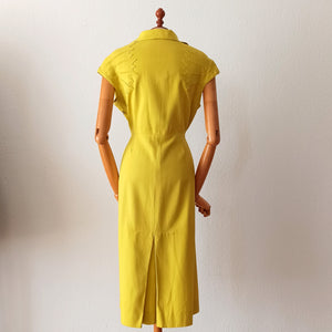 1940s 1950s - Outstanding French Couture Linen Dress  - W31.5/32 (80/82cm)