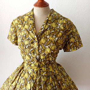 1950s - MARIE BONHEUR, Paris - Fabulous Belted Dress - W34 (86cm)