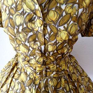 1950s - MARIE BONHEUR, Paris - Fabulous Belted Dress - W34 (86cm)